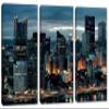 60 x 40 TOTAL - Pittsburgh, PA Skyline Wall Art Canvas Print evening 3 Panel Split Pittsburgh City Print view 1