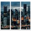 60 x 40 TOTAL - Pittsburgh, PA Skyline Wall Art Canvas Print evening 3 Panel Split Pittsburgh City Print view 2