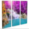 48 x 32 TOTAL - Cascading Forest Waterfall Canvas Print Wall Art. 3 Panel Split, Triptych decor, interior design view 1