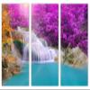48 x 32 TOTAL - Cascading Forest Waterfall Canvas Print Wall Art. 3 Panel Split, Triptych decor, interior design view 2