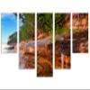 80 x 42 TOTAL - Miners Beach Canvas Print Wall Art blue skies 5 Panel Waterfall Split Elliot Falls, Michigan scenery view 1