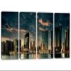 100 x 50 TOTAL - Dubai Canvas Wall Art Print at night, Burj Khalifa 4 Panel Split. Dubai UAE City Print Skyline view 1