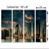 100 x 50 TOTAL - Dubai Canvas Wall Art Print at night, Burj Khalifa 4 Panel Split. Dubai UAE City Print Skyline view 3