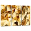 120 x 60 TOTAL - Abstract Geometric Wall Art Canvas Print metallic gold poly lines 3 Panel Split view 1