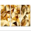 120 x 60 TOTAL - Abstract Geometric Wall Art Canvas Print metallic gold poly lines 3 Panel Split view 2