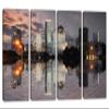 64 x 40 TOTAL - Houston Texas Skyline Wall Art Canvas Print gray brown 4 Panel Split Houston TX, Downtown view 1