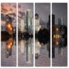 64 x 40 TOTAL - Houston Texas Skyline Wall Art Canvas Print gray brown 4 Panel Split Houston TX, Downtown view 2