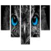 80 x 42 TOTAL - Big Blue Eyed Owl wall art Canvas Print 5 Panel Waterfall split. Bird Art Decor Home Wall Decor view 1