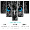 80 x 42 TOTAL - Big Blue Eyed Owl wall art Canvas Print 5 Panel Waterfall split. Bird Art Decor Home Wall Decor view 2