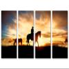 72 x 36 TOTAL - Cowboy & horse silhouette at sunset Canvas Print Wall Art 4 Panel Split, Cowboy Art view 2