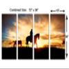 72 x 36 TOTAL - Cowboy & horse silhouette at sunset Canvas Print Wall Art 4 Panel Split, Cowboy Art view 3