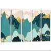 120 x 60 TOTAL - Mountains Wall Art Illustration Canvas Print bluish gold 5 Panel Split Oriental Art Decor view 1