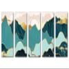 120 x 60 TOTAL - Mountains Wall Art Illustration Canvas Print bluish gold 5 Panel Split Oriental Art Decor view 2