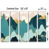 120 x 60 TOTAL - Mountains Wall Art Illustration Canvas Print bluish gold 5 Panel Split Oriental Art Decor view 3