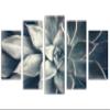80 x 42 TOTAL - Echeveria Succulent Canvas Print Wall Art dark teal 5 Panel Diamond Split botanical plant wall art view 1