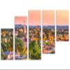 80 x 42 TOTAL - Santa Fe, NM Canvas print Wall Art with rose gold skies 5 Panel Z Cut Split Santa Fe, New Mexico view 1