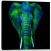 18 x 12 - Watercolor Elephant Canvas Print Wall Art blue green. Animal Home decor view 2
