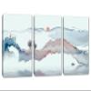 24 x 12 TOTAL - Abstract Landscape Wall Art Canvas Print light blue-silver 3 Panel Split Watercolor Art view 1
