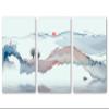 24 x 12 TOTAL - Abstract Landscape Wall Art Canvas Print light blue-silver 3 Panel Split Watercolor Art view 2