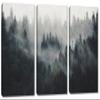 60 x 40 TOTAL - Foggy Forest Canvas Print Wall Art 3 Panel Split Misty Mountain Spruce Forest Landscape view 1