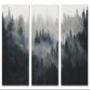 60 x 40 TOTAL - Foggy Forest Canvas Print Wall Art 3 Panel Split Misty Mountain Spruce Forest Landscape view 2
