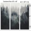 60 x 40 TOTAL - Foggy Forest Canvas Print Wall Art 3 Panel Split Misty Mountain Spruce Forest Landscape view 3