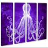 64 x 40 TOTAL - Lord Bodner Octopus Canvas Print Wall Art 4 Panel Split, Purple, Kraken Room wall decor view 1