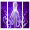64 x 40 TOTAL - Lord Bodner Octopus Canvas Print Wall Art 4 Panel Split, Purple, Kraken Room wall decor view 2