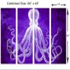 64 x 40 TOTAL - Lord Bodner Octopus Canvas Print Wall Art 4 Panel Split, Purple, Kraken Room wall decor view 3