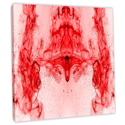 24 x 16 - Red Smoke & Dots Abstract Wall Art Canvas Print - Smoke Art, Abstract Art, cool art