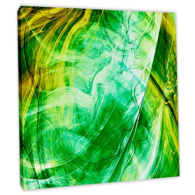 60 x 40 - Fractal Smokes Wall Art Canvas Print in soft lime green. Abstract print Fractal Art