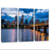 60 x 30 TOTAL - Portland Skyline Canvas Print Wall Art Willamette River 3 panel, Triptych wall decor interior design view 1