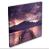 24 x 16 - Cloudy lake, docks Canvas Print Wall Art purple Scenic Landscape Mountains view 1