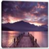 24 x 16 - Cloudy lake, docks Canvas Print Wall Art purple Scenic Landscape Mountains view 2