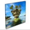 24 x 16 - Turnip Rock Canvas Print Wall Art blue skies Lake Huron Port Austin Michigan view 1