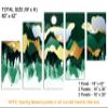 80 x 42 TOTAL - Mountains Illustration Canvas Print Wall Art Green gold 5 Panel Z Cut Split Oriental asian decor view 3