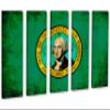 90 x 60 TOTAL - Washington Flag Grunge Wall Art Canvas Print rustic 5 Panel Split. State Flag Home decor view 1