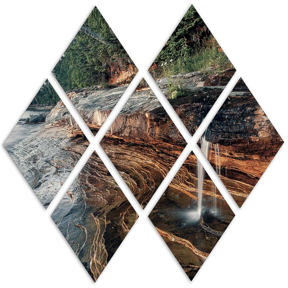 102 x 68 TOTAL - Miners Beach Canvas Print Wall Art dramatic 7 Panel Butterfly Split Elliot Falls Lakeshore, Michigan
