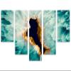 80 x 42 TOTAL - Turquoise Agate Canvas Print Wall Art 5 Panel Waterfall Split Agate Slice Quartz Decor Wall Art view 1