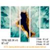 80 x 42 TOTAL - Turquoise Agate Canvas Print Wall Art 5 Panel Waterfall Split Agate Slice Quartz Decor Wall Art view 3