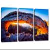 42 x 20 TOTAL - Mesa arch at sunset Canvas Print Wall Art - 3 Panel Split, Triptych. Moab Utah home wall decor view 1