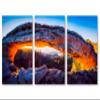 42 x 20 TOTAL - Mesa arch at sunset Canvas Print Wall Art - 3 Panel Split, Triptych. Moab Utah home wall decor view 2