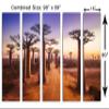 90 x 60 TOTAL - Baobab trees Wall Art Canvas Print at sunset 5 Panel Split Madagascar Trees Landscape Art view 3