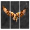 60 x 40 TOTAL - Osprey Salmon Catch Canvas Print Wall Art 3 panel split, Triptych. Bird of prey Art Wall Decor -Dark view 2