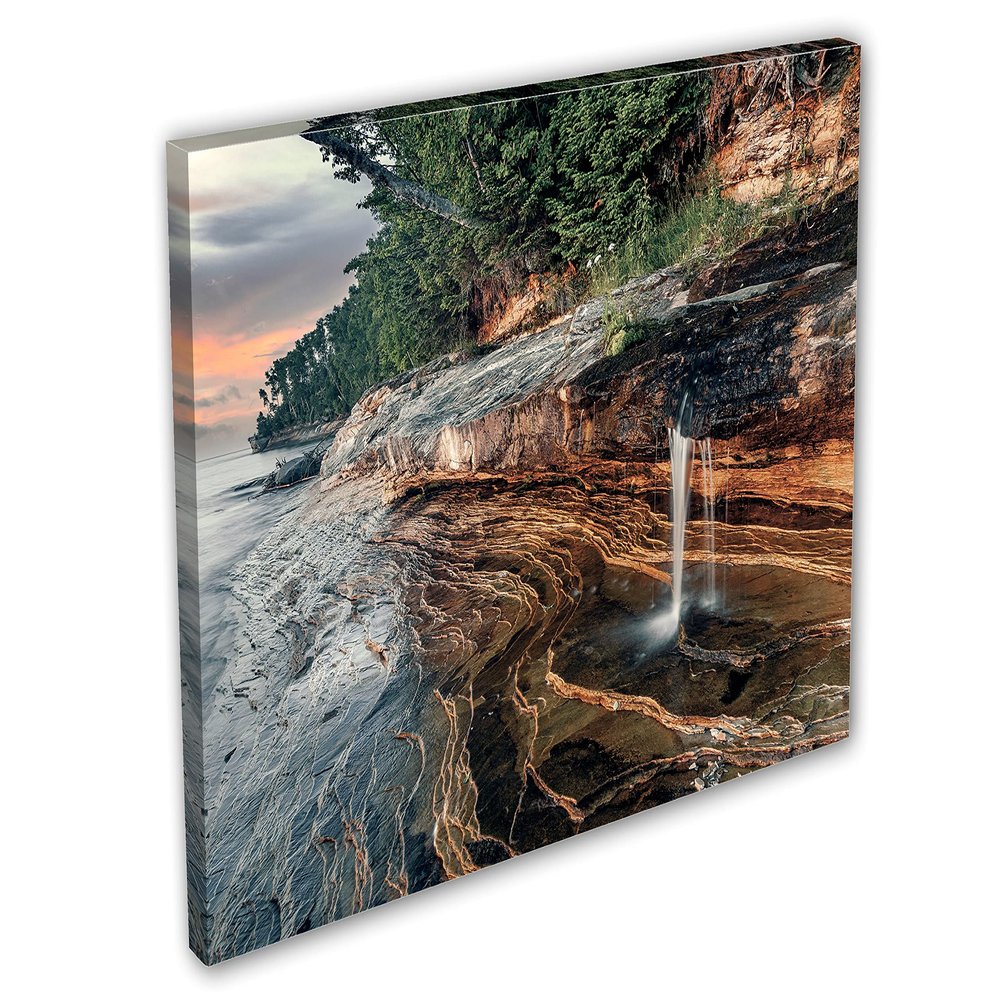 45 x 30 - Miners Beach Canvas Print Wall Art dramatic Elliot Falls Lakeshore, Michigan