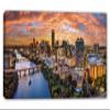 48 x 24 - Austin Texas skyline Wall Art Canvas Print with fiery orange skies over Colorado River, Austin TX view 2