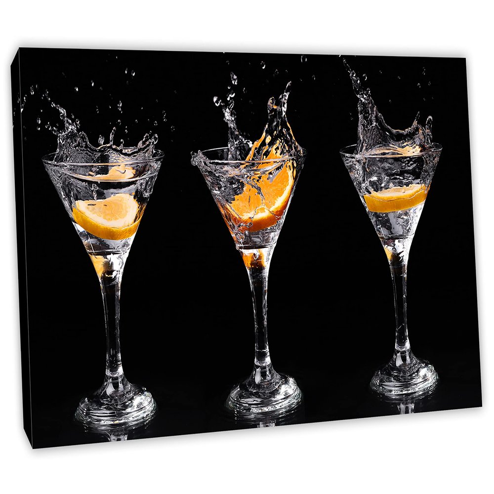 72 x 36 - Martini Drinks & Orange Canvas Print Wall Art