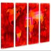 64 x 40 TOTAL - Dark Red, Abstract World Map. Canvas Print - 4 Panel split, Wall Art view 1