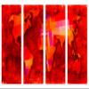 64 x 40 TOTAL - Dark Red, Abstract World Map. Canvas Print - 4 Panel split, Wall Art view 2