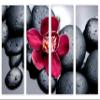 64 x 40 TOTAL - Orchid & therapy stones Wall Art Canvas Print 4 Panel Split. Spa wall decor view 2
